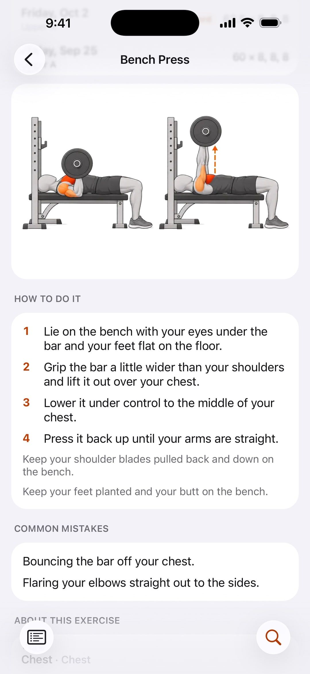 How to do the Bench Press in Batyr: a technique picture and four steps.
