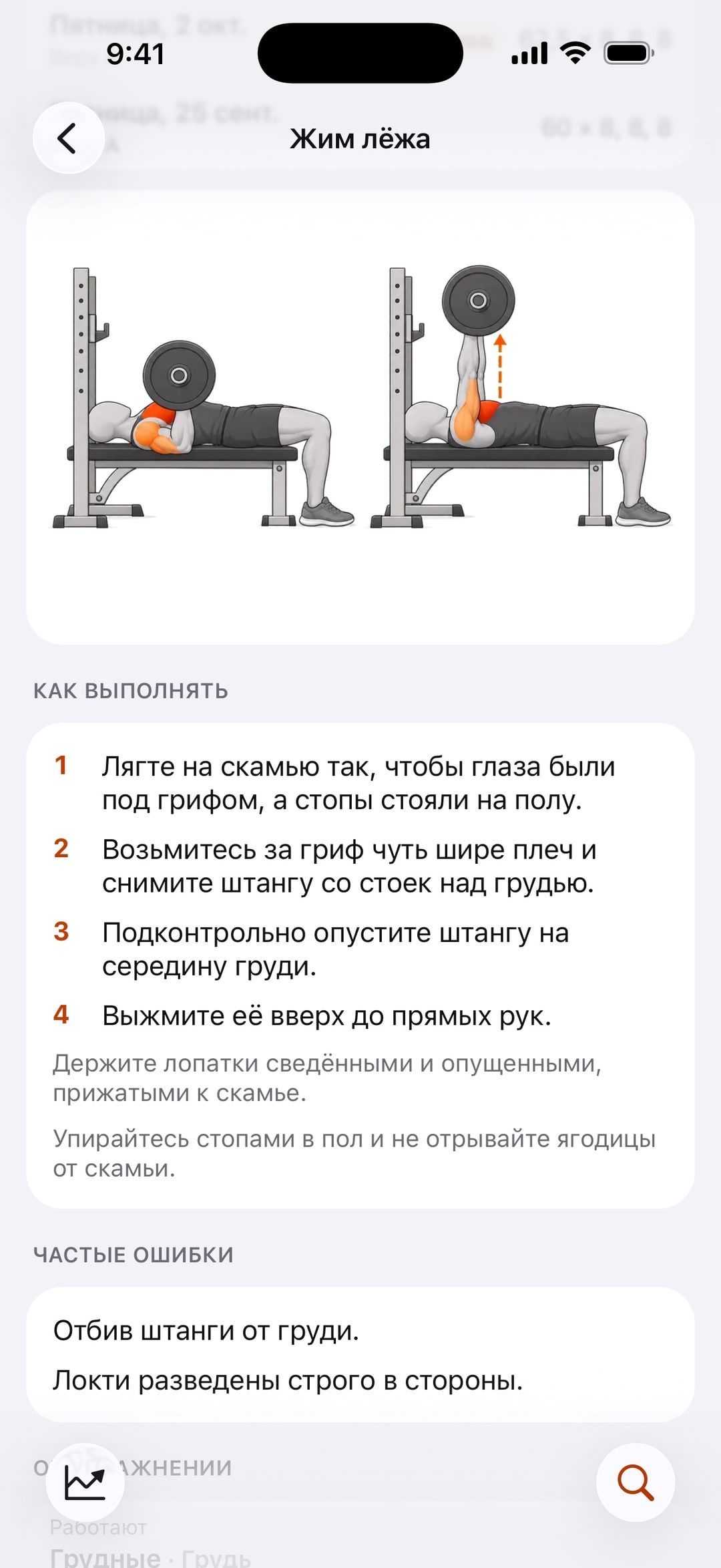 Как делать жим лёжа в Batyr: рисунок техники и четыре шага.